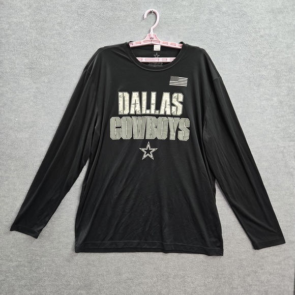 Dallas Cowboys Men Shirt 2XL Black Camo American Flag Logo Graphic Long Sleeve - Picture 1 of 8